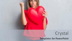  Presentation with red grey - Slide set featuring beautiful young woman over grunge grey wall holding red heart annoyed and frustrated shouting with anger crazy and yelling with raised hand anger concept background and a light blue colored foreground