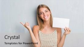  Presentation with open bible over grunge sandstone - PPT theme enhanced with beautiful young woman over grunge background and a  colored foreground