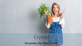  Presentation with carrots - PPT theme featuring beautiful young woman over grunge grey wall holding fresh carrots very happy and excited winner expression celebrating victory screaming with big smile and raised hands background and a teal colored foreground