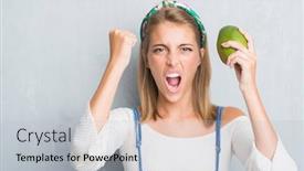  Presentation with mango - Colorful theme enhanced with beautiful young woman over grunge grey wall holding fresh mango annoyed and frustrated shouting with anger crazy and yelling with raised hand anger concept backdrop and a light gray colored foreground