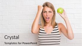  Presentation with white brick wall - Beautiful theme featuring beautiful young woman over white backdrop and a soft green colored foreground