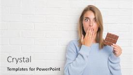  Presentation with white brick wall - Cool new presentation theme with beautiful-young-woman-over-white backdrop and a white colored foreground