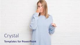  Presentation with white brick wall - Presentation theme having beautiful-young-woman-over-white background and a lemonade colored foreground