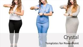  Presentation with beautiful young woman getting face - Amazing PPT layouts having beautiful young woman over white backdrop and a  colored foreground