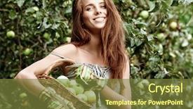  Presentation with orchard - Amazing presentation having beautiful young woman picking ripe backdrop and a tawny brown colored foreground