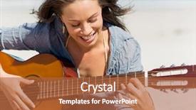  Presentation with young children playing - Presentation theme enhanced with beautiful young woman playing guitar background and a  colored foreground