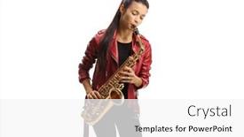  Presentation with beautiful young woman getting face - Slide deck featuring beautiful-young-woman-playing background and a white colored foreground