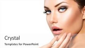  Presentation with skincare - Audience pleasing slide set consisting of beautiful young woman portrait beauty backdrop and a sky blue colored foreground