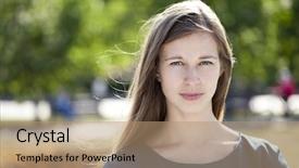 Presentation with beautiful young woman getting face - Beautiful theme featuring beautiful young woman portrait close backdrop and a coral colored foreground
