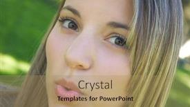  Presentation with lips - Amazing theme having beautiful young woman puckering up her lips backdrop and a coral colored foreground