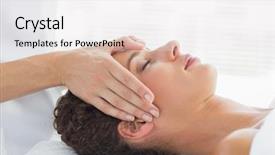  Presentation with spa - Audience pleasing presentation theme consisting of beautiful young woman receiving head backdrop and a white colored foreground