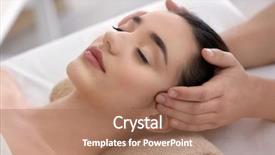  Presentation with spa salon - Audience pleasing slide deck consisting of beautiful young woman receiving massage in spa salon backdrop and a coral colored foreground