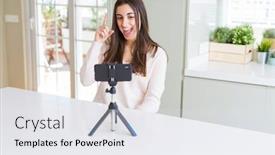  Presentation with recording - Beautiful presentation theme featuring selfie video with smartphone webcam backdrop and a white colored foreground