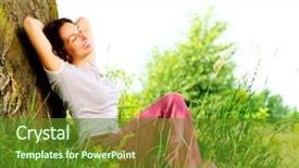  Presentation with beautiful nature - Theme with beautiful young woman relaxing outdoors background and a tawny brown colored foreground