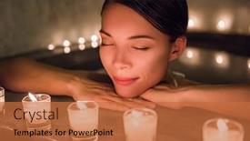  Presentation with hot tub - Slide deck consisting of beautiful-young-woman-relaxing background and a red colored foreground