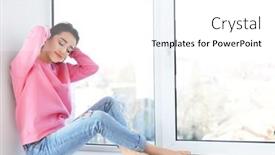  Presentation with beautiful young woman getting face - Audience pleasing presentation theme consisting of beautiful-young-woman-resting backdrop and a white colored foreground