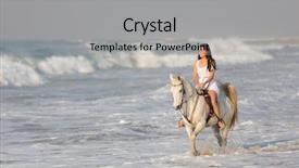  Presentation with horse riding - Colorful slide deck enhanced with beautiful young woman riding horse backdrop and a light gray colored foreground