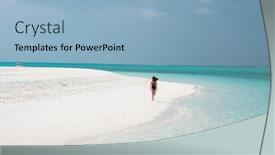  Presentation with white sand - Slides with beautiful-young-woman-run background and a light blue colored foreground