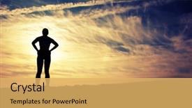  Presentation with woman runner - PPT theme having beautiful young woman runner having a workout session background and a yellow colored foreground