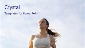  Presentation with woman runner - Theme featuring beautiful young woman runner having background and a sky blue colored foreground