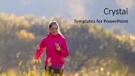  Presentation with outdoor activities - Cool new PPT theme with beautiful young woman running outdoors backdrop and a  colored foreground