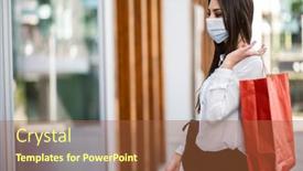  Presentation with woman pushing shopping trolley - Presentation theme with beautiful-young-woman-shopping-bags background and a red colored foreground