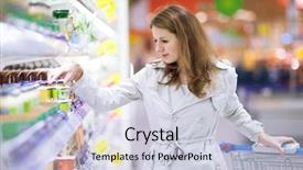  Presentation with grocery store - PPT theme having beautiful young woman shopping background and a lemonade colored foreground
