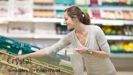  Presentation with grocery store - Colorful PPT theme enhanced with beautiful young woman shopping for fruits and vegetables in produce department of a grocery store supermarket shallow dof color toned image backdrop and a coral colored foreground