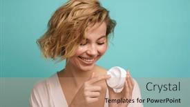  Presentation with facial - Slide deck enhanced with beautiful-young-woman-showing-facial background and a coral colored foreground