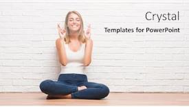  Presentation with floor - Slides enhanced with beautiful-young-woman-sitting background and a white colored foreground