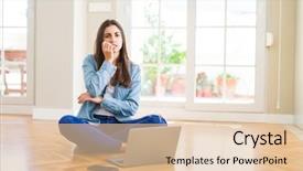  Presentation with anxiety - Theme featuring beautiful young woman sitting background and a lemonade colored foreground