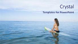  Presentation with waiting - Presentation design enhanced with beautiful young woman sitting background and a sky blue colored foreground