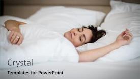  Presentation with sleeping - Slide deck having beautiful-young-woman-sleeping background and a light gray colored foreground