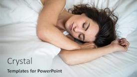  Presentation with sleeping - Beautiful PPT theme featuring beautiful-young-woman-sleeping backdrop and a sky blue colored foreground