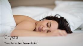  Presentation with being a single woman - PPT theme consisting of beautiful-young-woman-sleeping background and a coral colored foreground