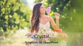  Presentation with flowers - Presentation theme featuring beautiful young woman smelling flowers background and a blonde colored foreground