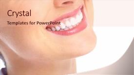  Presentation with happy smiling woman dental health - Amazing theme having beautiful young woman smile dental backdrop and a  colored foreground