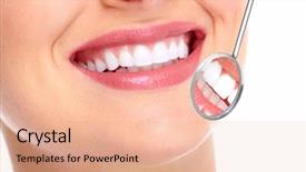  Presentation with dental - Presentation theme with beautiful young woman smile dental background and a coral colored foreground