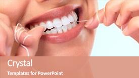  Presentation with health - Colorful theme enhanced with beautiful young woman smile dental backdrop and a coral colored foreground