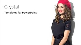  Presentation with beautiful young girl red - Slide set consisting of beautiful-young-woman-smiling background and a  colored foreground