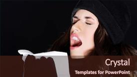  Presentation with sneezing - Audience pleasing PPT theme consisting of beautiful young woman sneezing outside backdrop and a wine colored foreground