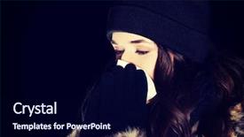  Presentation with sneezing - Presentation design enhanced with beautiful young woman sneezing outside background and a navy blue colored foreground