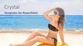  Presentation with sea - Colorful slides enhanced with beautiful-young-woman-sunbathing backdrop and a  colored foreground