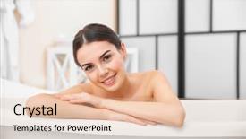  Presentation with young woman diagnosis of sti - Slide set featuring beautiful young woman taking bath background and a lemonade colored foreground