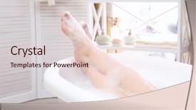  Presentation with home - Presentation consisting of beautiful young woman taking bath background and a lemonade colored foreground