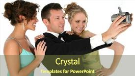  Presentation with digital - Theme with beautiful young woman taking photo background and a tawny brown colored foreground