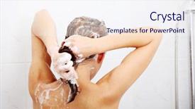  Presentation with weight loss woman showing - PPT theme having beautiful young woman taking shower background and a sky blue colored foreground