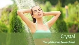  Presentation with outdoors - Cool new PPT layouts with beautiful young woman taking shower backdrop and a tawny brown colored foreground