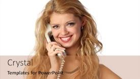  Presentation with phone - Colorful slide deck enhanced with beautiful-young-woman-talking backdrop and a coral colored foreground