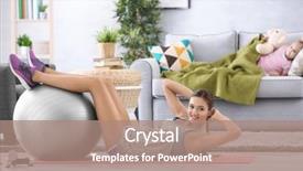  Presentation with training - Amazing PPT layouts having beautiful young woman training backdrop and a coral colored foreground